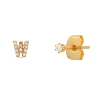 1 Pair 925 Sterling Silver Zircon Letter Ear Studs sku image 12