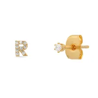 1 Pair 925 Sterling Silver Zircon Letter Ear Studs sku image 9