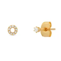 1 Pair 925 Sterling Silver Zircon Letter Ear Studs sku image 7