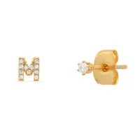 1 Pair 925 Sterling Silver Zircon Letter Ear Studs sku image 13