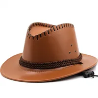 Unisex Cowboy Style Solid Color Wide Eaves Fedora Hat main image 5
