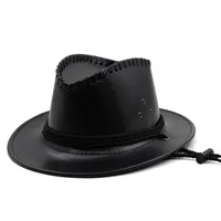 Unisex Cowboy Style Solid Color Wide Eaves Fedora Hat main image 2