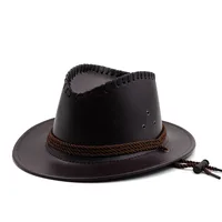 Unisex Cowboy Style Solid Color Wide Eaves Fedora Hat sku image 4