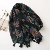 Women's Ethnic Style Ditsy Floral Cotton And Linen Tassel Winter Scarves main image 2