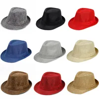 Children Unisex Adults Basic Retro Simple Style Solid Color Wide Eaves Fedora Hat main image 4