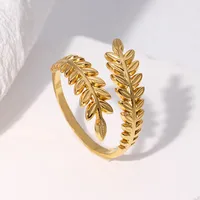 Sweet Leaf Stainless Steel Plating Open Ring 1 Piece main image 4