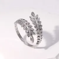 Sweet Leaf Stainless Steel Plating Open Ring 1 Piece sku image 1