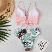 Fashion High Waist Printed Split Swimsuit Simple Sexy Bikini main image 4