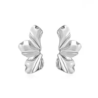 Retro Golden Flower Earrings Temperament Matte Irregular Petal Alloy Earrings sku image 1