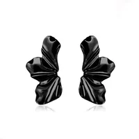 Retro Golden Flower Earrings Temperament Matte Irregular Petal Alloy Earrings sku image 2