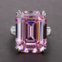 Fashion Large Rectangular Zircon Copper Ring Luxury Women's Wedding Engagement Ring main image 3