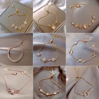 Fashion Zircon Flower Geometric Bracelet Korean Style Simple Tianium Steel Hand Jewelry main image 2