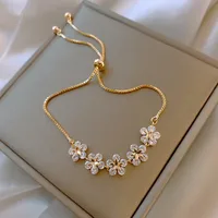 Fashion Zircon Flower Geometric Bracelet Korean Style Simple Tianium Steel Hand Jewelry main image 1