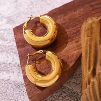 Fashion U Shape Plating 304 Stainless Steel No Inlaid 18K Gold Plated Earrings main image 1