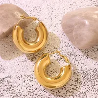 Fashion U Shape Plating 304 Stainless Steel No Inlaid 18K Gold Plated Earrings main image 2