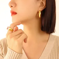 Fashion U Shape Plating 304 Stainless Steel No Inlaid 18K Gold Plated Earrings main image 3