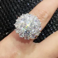 European And American Light Luxury Style Exaggerated Flower Full Diamond Copper Ring main image 1