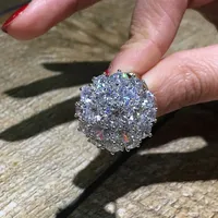 European And American Light Luxury Style Exaggerated Flower Full Diamond Copper Ring main image 2