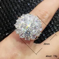 European And American Light Luxury Style Exaggerated Flower Full Diamond Copper Ring main image 5