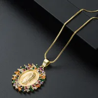 Fashion Copper Micro-set Zircon Virgin Mary Pendant Necklace main image 3