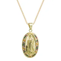 Fashion Copper Micro-set Zircon Virgin Mary Pendant Necklace main image 5