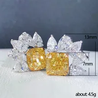 Europe And The United States New Exquisite Zircon Yellow Diamond Inlaid Water Drop Copper Earrings main image 5