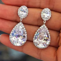 Fashion Simple Water Drop Zircon Copper Earrings Wholesale main image 1