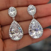 Fashion Simple Water Drop Zircon Copper Earrings Wholesale main image 3