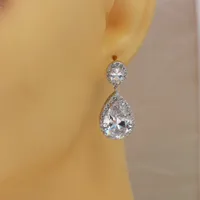 Fashion Simple Water Drop Zircon Copper Earrings Wholesale main image 4