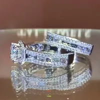 New Square Copper Inlaid Zircon Two-piece Ring European And American Ladies Jewelry main image 2