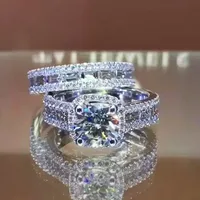 New Square Copper Inlaid Zircon Two-piece Ring European And American Ladies Jewelry main image 4