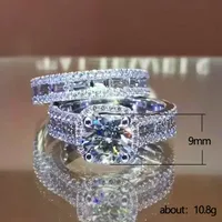 New Square Copper Inlaid Zircon Two-piece Ring European And American Ladies Jewelry main image 5
