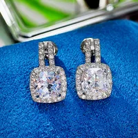 European And American New Simple Round Diamond Zircon Copper Earrings main image 2
