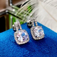 European And American New Simple Round Diamond Zircon Copper Earrings main image 3