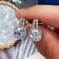 European And American New Simple Round Diamond Zircon Copper Earrings main image 4