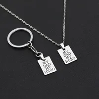 Creative Letters My Dad My Hero Pendant Keychain Alloy Pendant main image 2