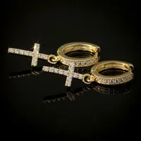 Classic Copper Inlaid Zircon  Cross Earrings Wholesale main image 2