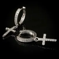 Classic Copper Inlaid Zircon  Cross Earrings Wholesale main image 4