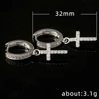 Classic Copper Inlaid Zircon  Cross Earrings Wholesale main image 5