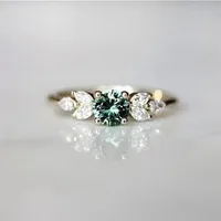 Fashion Emerald Diamond Copper Ring Wedding Ring Women's Engagement Jewelry main image 3