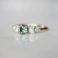 Fashion Emerald Diamond Copper Ring Wedding Ring Women's Engagement Jewelry main image 4