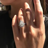 Creative New Pear-shaped Drop-shaped Copper Zircon Ring Women's Jewelry main image 2