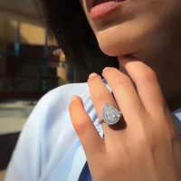 Creative New Pear-shaped Drop-shaped Copper Zircon Ring Women's Jewelry main image 3