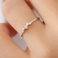 Fashion Micro-set Zircon Ring Copper Silver Plated Rose Gold Engagement Ring main image 1