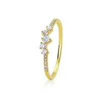 Fashion Micro-set Zircon Ring Copper Silver Plated Rose Gold Engagement Ring main image 2