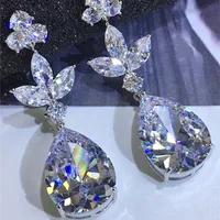 Hyperbole Water Drop Shaped Inlaid Zircon Copper Earrings Wholesale main image 2