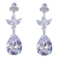 Hyperbole Water Drop Shaped Inlaid Zircon Copper Earrings Wholesale main image 4