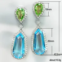 Fashion Sea Blue Zircon Geometric Copper Earrings Wholesale main image 5