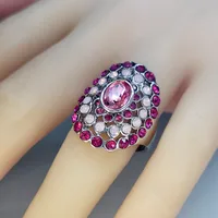 Fashion Rose Red Opal Ring Gemstone Alloy Ring main image 3