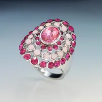 Fashion Rose Red Opal Ring Gemstone Alloy Ring main image 4